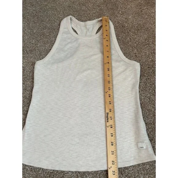 Vuori Tank ribbed khaki/off white women's SZ M athletic high crew neck - Picture 5 of 8